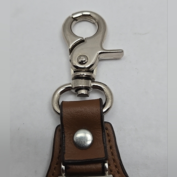 CMC Talega Golf Club Clip On Watch Bag Tag Silver Tone Brown Leather New Battery - Picture 4 of 10